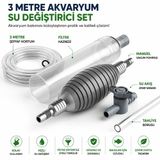 3 Metre Manuel Akvaryum Su Değiştirici Dip Süpürgesi Güçlü Vakumlu Kum Yıkayıcı Sifon Pompası Balık Tankı Temizlik Seti