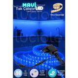 3 Metre NeoGlow LED Işık Bandı – 12V Prizli 60 Çipli Mavi Aydınlatma Şeridi Tak Çalıştır LED Seti