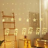 3 Metre Sarı LED Işık 6 Geyik ve 6 Yıldız Işığı Fişli LED Ampül Çam Ağacı Balkon Merdiven Salon Yada Oda Süslemelerinde Kullanıma Uygun 220V Prizden Enerjisini Alır