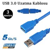 3 Metre USB 3.0 Uzatma Kablosu Usb Erkek Dişi Uzatma Kablosu