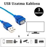 3 Metre USB Uzatma Kablosu Usb 2.0 Erkek Dişi Uzatma Kablosu
