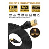 3 Metre Yassı Cat 7 Ethernet Kablosu 10 Gigabit/s 600 Mhz Premium