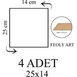3 mm 25X14 Mdf Plaka (4 Adet) - Hobi, Maket, Ahşap El Sanatları Için Uygun (4`lü Paket) - Çok Renkli
