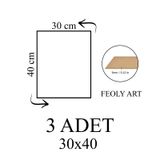 3 mm 40x30 MDF Plaka (3 ADET) - Hobi, Maket, Ahşap El Sanatları İçin Uygun (3`lü Paket)