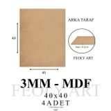3 mm 40x40 MDF Plaka (4 ADET) - Hobi, Maket, Ahşap El Sanatları İçin Uygun (4`lü Paket)