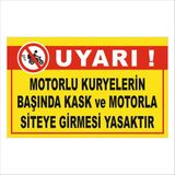 3 mm Dekota (Forex) Malzeme Üzerine Uv Baskı Kurye Motor ve Kask Yasağı Uyarı Levhası 40X25 cm - 40 x 25 cm