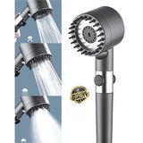 3 Mod Yüksek Basınçlı Masajlı Banyo Duş Başlığı, Açma Kapama Tuşlu, Beyaz - Seçenek 1