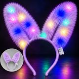 3 Modlu Led Işıklı Peluş Tavşan Kulağı Lila Renk (5570)