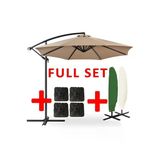 3 mt 8 Kaburga Full Demir 21 kg Bej Bahçe Şemsiyesi Full Set Havuz Şemsiyesi Büyük Şemsiye