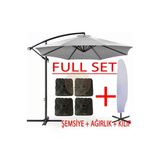 3 Mt 8 Kaburga Full Demir 21 Kg Gri Bahçe Şemsiyesi Full Set Havuz Şemsiyesi Büyük Şemsiye