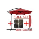 3 mt 8 Kaburga Full Demir 21 kg Kırmızı Bahçe Şemsiyesi Full Set Havuz Şemsiyesi Büyük Şemsiye