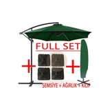 3 Mt 8 Kaburga Full Demir 21 Kg Koyu Yeşil Bahçe Şemsiyesi Full Set Havuz Şemsiyesi Büyük Şemsiye