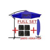 3 mt 8 Kaburga Full Demir 21 kg Mavi Bahçe Şemsiyesi Full Set Havuz Şemsiyesi Büyük Şemsiye