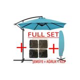 3 mt 8 Kaburga Full Demir 21 kg Turkuaz Bahçe Şemsiyesi Full Set Havuz Şemsiyesi Büyük Şemsiye