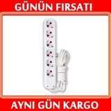 3 Mt. Kablolu 6 lı Topraklı Grup Priz