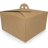 3 No Oluklu Kraft Renk Saplı Turta Kutusu 26.3X26.3X13 cm - 250 Adet