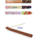 3 Paket 20 Çubuklu Tütsü Musk - Clove - Strawberry - Kayık Hediyeli - Çok Renkli - Belirtilmemiş