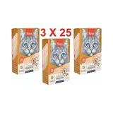 3 Paket Creamy Karışık Krema Sıvı Kedi Ödül Maması 75 Adet