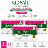 3 Paket Komili Tuvalet Kağıdı 24 Rulo 3 Katlı Yumuşak ve Dayanıklı Ekonomik Paket