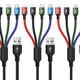 3 Paket Minlu Çoklu USB Hızlı Şarj Kablosu 4A, 4'ü 1 Arada Şarj Kablosu Çift Telefon/USB C/Mikro USB Bağlantı Noktası Adaptörü, Telefon/Tabletler/Samsung Galaxy/Google Pixel/Sony/LG/Huawei ve Daha Fazlası için (Siyah/4 Ft)