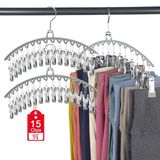 3 Paket Tayt Düzenleyici, Dolap, Yoga Pantolon Askısı, Bant/Kauçuk Kaplı 3 Parçalı Set, 15 Klipsli, Yer Tasarruflu Dolap Düzenleyici, Gri