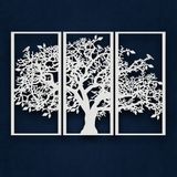 3 Panel Soy Ağacı Metal Duvar Dekoru Hayat Ağacı Metal Duvar Sanatı, Ev Yatak Odası Oturma Odası Dekoru 3D Duvar Sanatı 3 Panel Aile Ağacı Metal Duvar Dekoru Modern Dekorasyon (Beyaz, 59" G x 40"