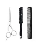 3 Parça 6 Inç 16.5 Cm Profesyonel Berber Kuaför Saç Bıyık Makas Set Düz Makas Jiletli Tarak Taraklar