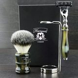 3 Parça Boynuz Replika Erkek Tıraş Seti, Sentetik Saç Fırçası, Üç Kenarlı Kartuşlu Tıraş Makinesi (Değiştirilebilir) Bu Noel Onun İçi
