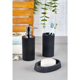 3 Parça Çizgili Banyo Seti Siyah