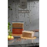 3 Parça Contalı ve Sızdırmaz Kapaklı Saklama Kabı Seti – Buzdolabı ve Kuru Gıda Uyumlu 3X3600 ml - 3,6 lt