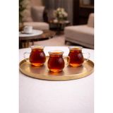3 Parça Keyfi Ala Kulplu Pinterest Model Tombul Çay Bardağı Borosilikat Cam 200 ml
