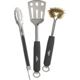 3 Parça Paslanmaz Çelik Barbekü Araç Seti 70024 Sağlam Paslanmaz Çelik Spatula, Maşalar, Pirinç Barbekü Temizleme Fırçası, Isıya Dayanıklı Kollar, Şiş - Çok Renkli - Standart