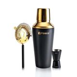 3 Parça Paslanmaz Çelik Kokteyl Shaker Seti (Gold)