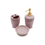 3 PARÇA SERAMİK BANYO SETİ ANTİK LİLA