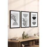 3 Parça Siyah Çerçeve Görünümlü Mdf Poster Tablo Seti Set 34, 20 x 30