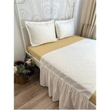 3 Parça Yatak Runner Set Ekru Saten Yatak Örtüsü Çift Kişilik - 80 x 250 cm