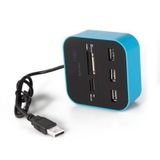 3 Port USB 2.0 Hub - Usb Çoklayıcı + USB Kart Okuyucu Mavi