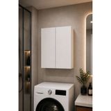 3 Raflı Çok Amaçlı Banyo Dolabı Mat Beyaz Mdf Lam 69X55X25 cm Yavaşlatıcılı Kapaklı Duvar Dolabı