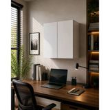 3 Raflı Çok Amaçlı Kitaplık Mat Beyaz Mdf Lam 69X55x25 Cm Yavaşlatıcılı Kapaklı