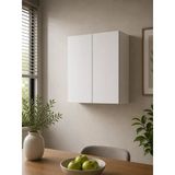3 Raflı Çok Amaçlı Mutfak Rafı Mat Beyaz Mdf Lam 69X55x25 Cm Yavaşlatıcılı Kapaklı Duvar Dolabı