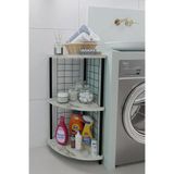 3 Raflıı Köşe Raf Banyo ve Çamaşır Odası Çok Amaçlı Düzenleyici Metal Gövde Çevir Kur Kolay Kurulum Beyaz Mermer