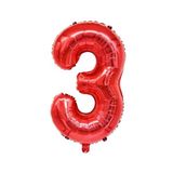 3 Rakam Kırmızı Folyo Balon 34 inç 76-82 cm