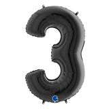 3 Rakam Siyah 100 cm Folyo Balon