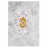 3 Rakamı Gold Renk Duğum Günü Pasta Mumu