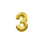 3 Rakamı Metalik Gold Folyo Balon 40 Inc 100cm Helyum Balonu Gold