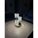 3 Renk Işık Seçenekli Modern Led Masa Lambası - Kristal Desenli Şık Başucu Lambası - Gün Işığı/Beyaz/Sarı
