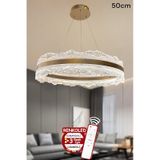 3 Renk Işıklı Kumandalı Modern Sarkıt Led Avize Ledli Avize Salon ,oda ,mutfak ,hol 50 Cm Çiçek Rose Gold