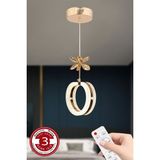 3 Renk Kumandalı Gold Kasa Yüzük LED Avize, Modern ve Şık Aydınlatma Seçeneği - Altın - Seçenek 1