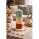 3 Renkli 21Cm Baton Sütun Dekoratif Ev Ofis Hediyelik Mum Soya Wax