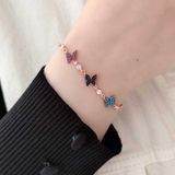 3 RENKLİ TAŞLI KELEBEK GÜMÜŞ BİLEKLİK - ROSE BAKIR